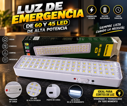Luz de Emergencia LED 60/45 SMD de Alta Potencia – Recargable