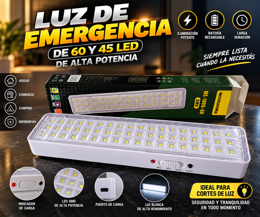 Luz de Emergencia LED 60/45 SMD de Alta Potencia – Recargable