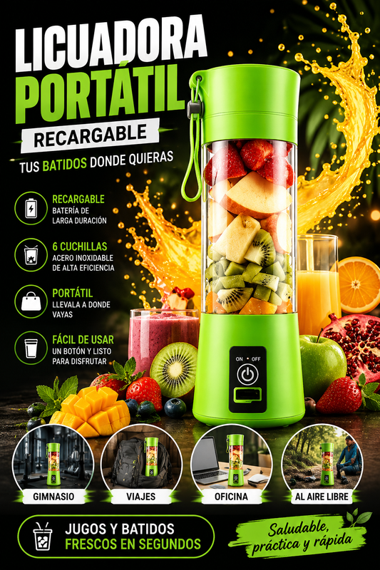 Licuadora Portátil Recargable | Prepará Jugos y Batidos en Cualquier Lugar