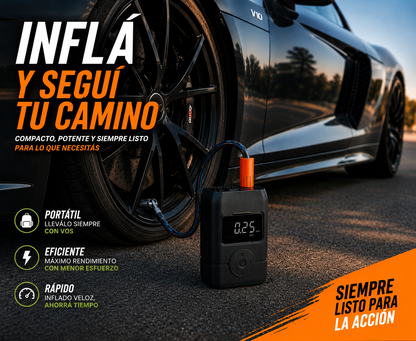 Compresor Portátil para Neumáticos: Infla en 5 Minutos, Recargable y Preciso