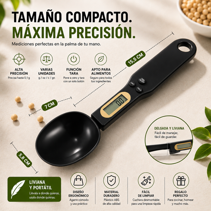 Cuchara Medidora Digital con Balanza hasta 500g + Pila Incluida