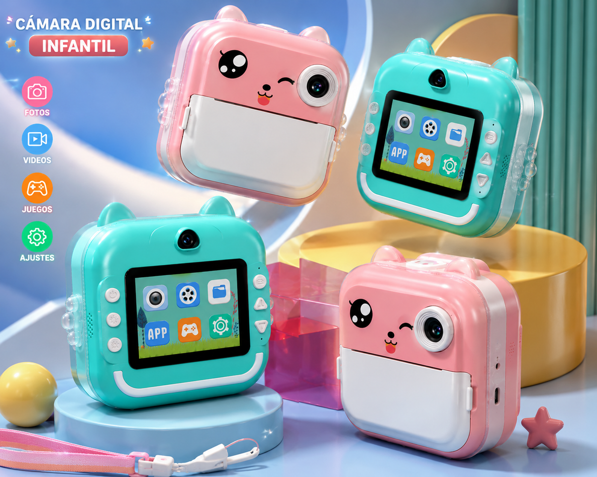 Mini Cámara para Niños con Impresora Fotográfica