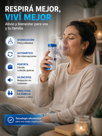 Nebulizador Inalámbrico Ultrasónico Adultos Niños Respira Mejor