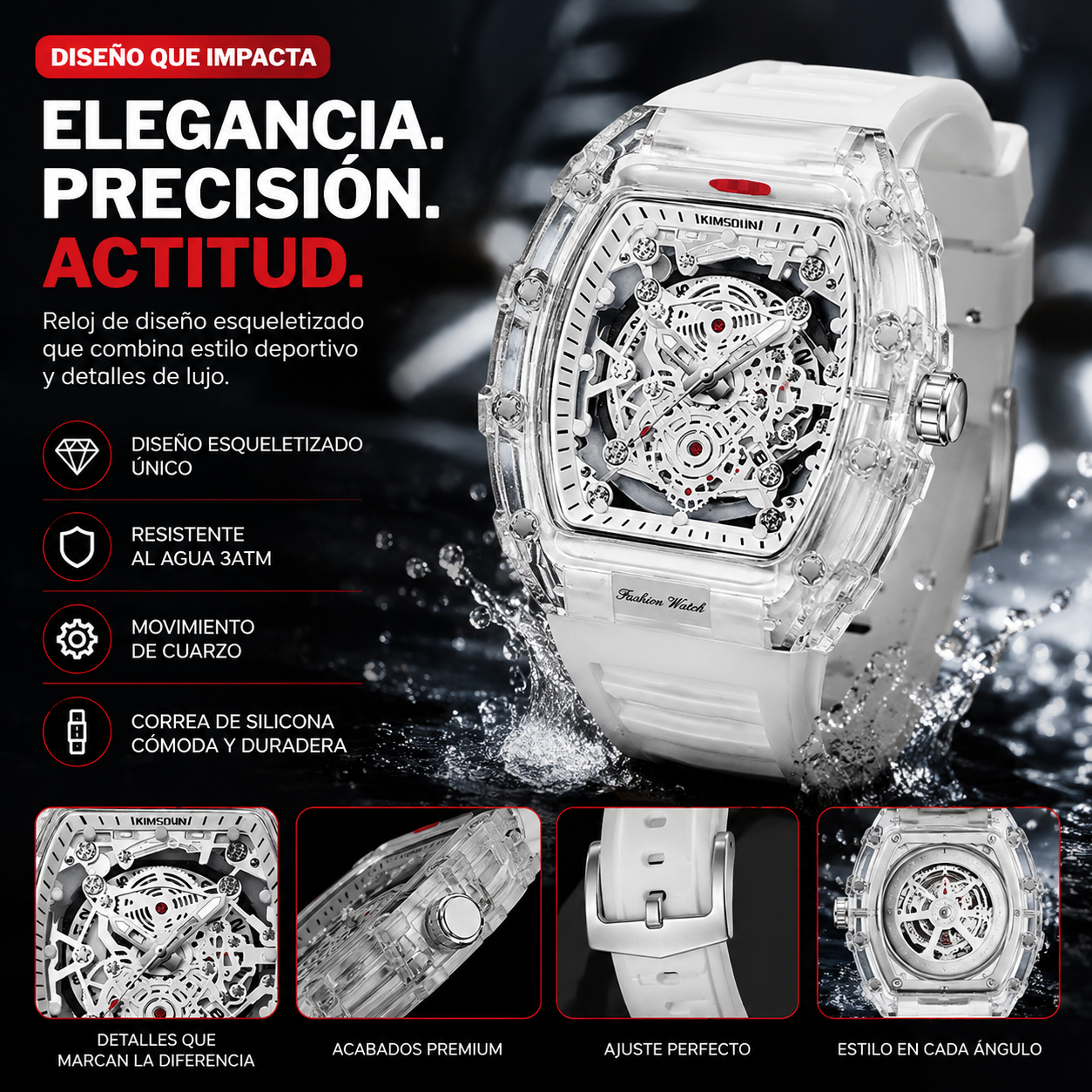 UTHAI BK134 Transparent Waterproof Sport Watch