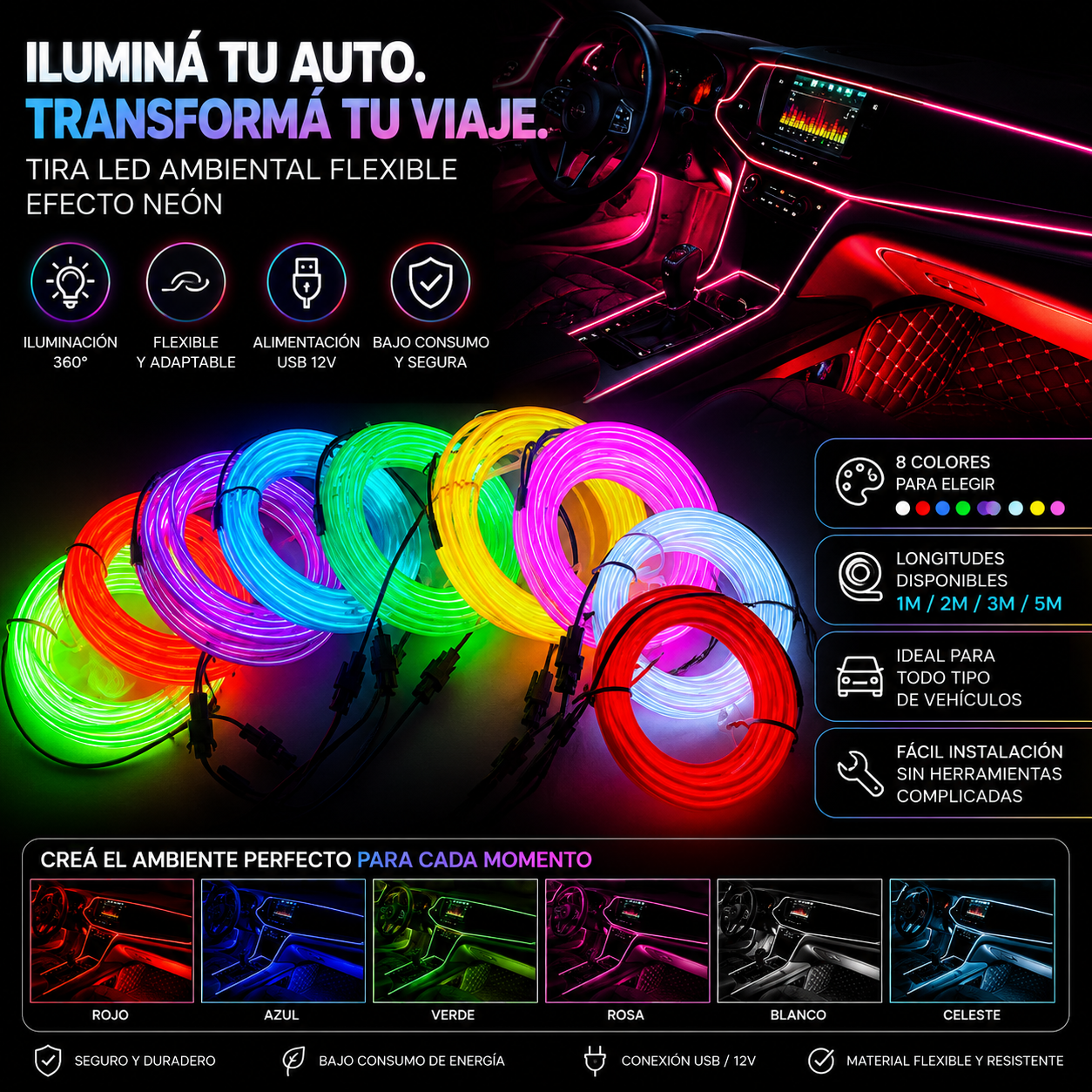 USB LED Car Lights