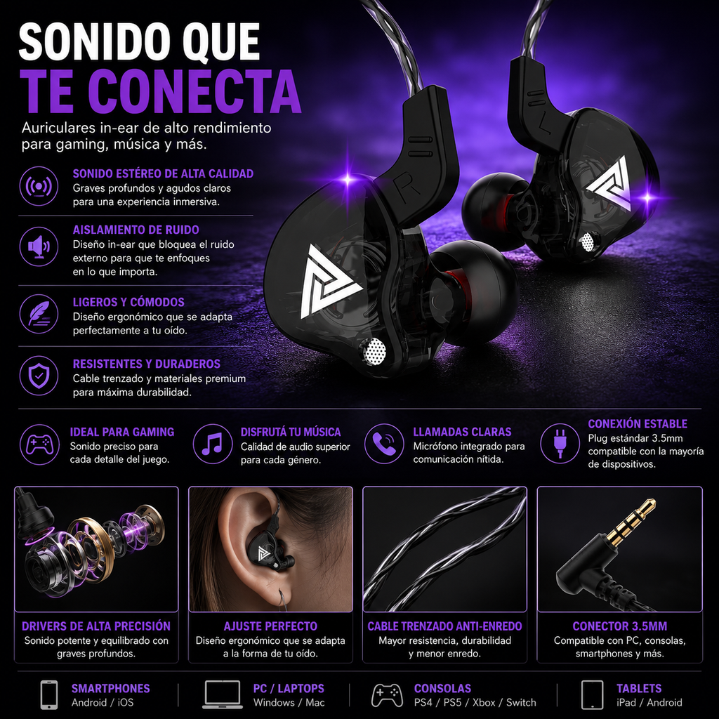 QKZ AK6 HiFi In-Ear Headphones with Microphone and Powerful Bass