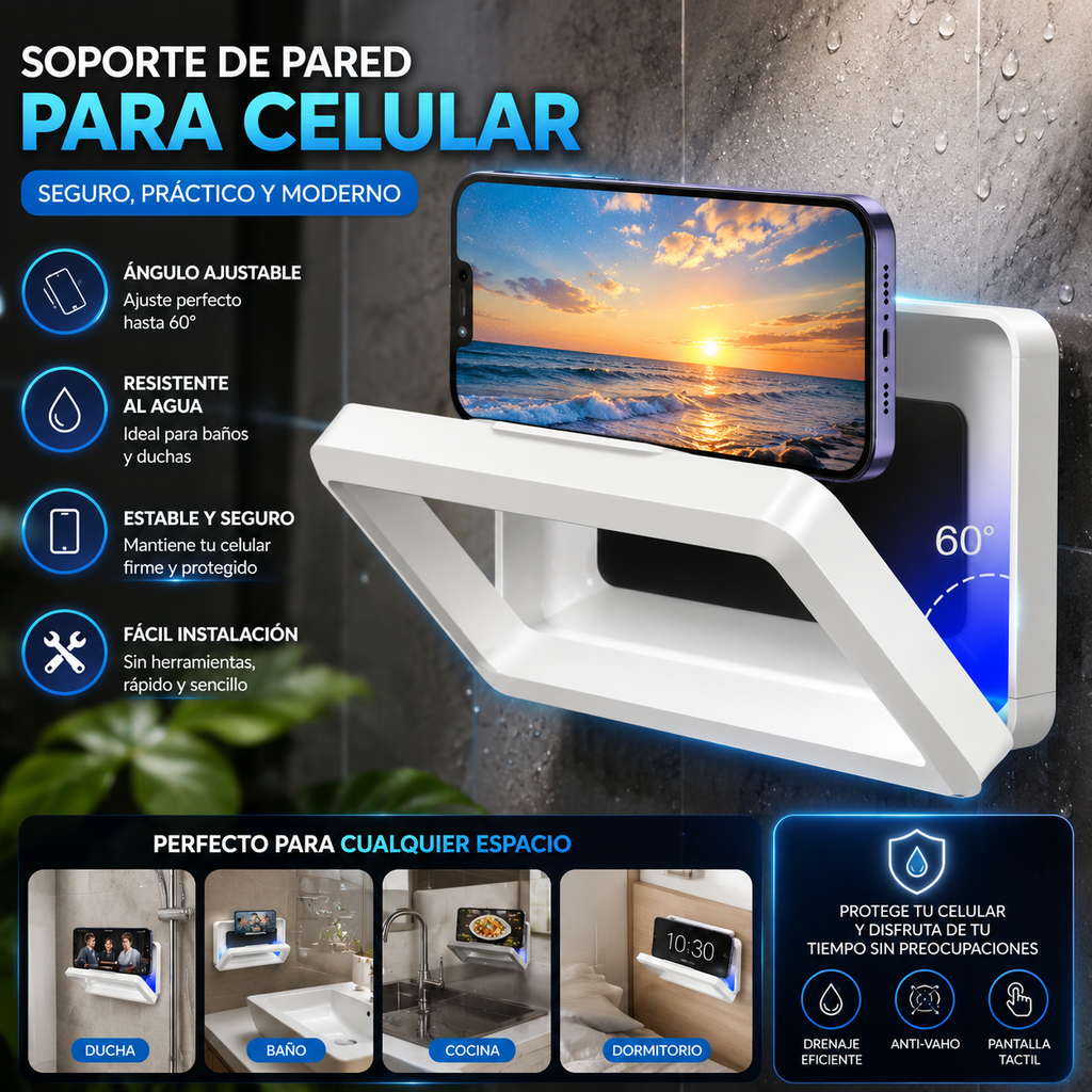 Waterproof Bathroom Phone Holder with Touch Screen