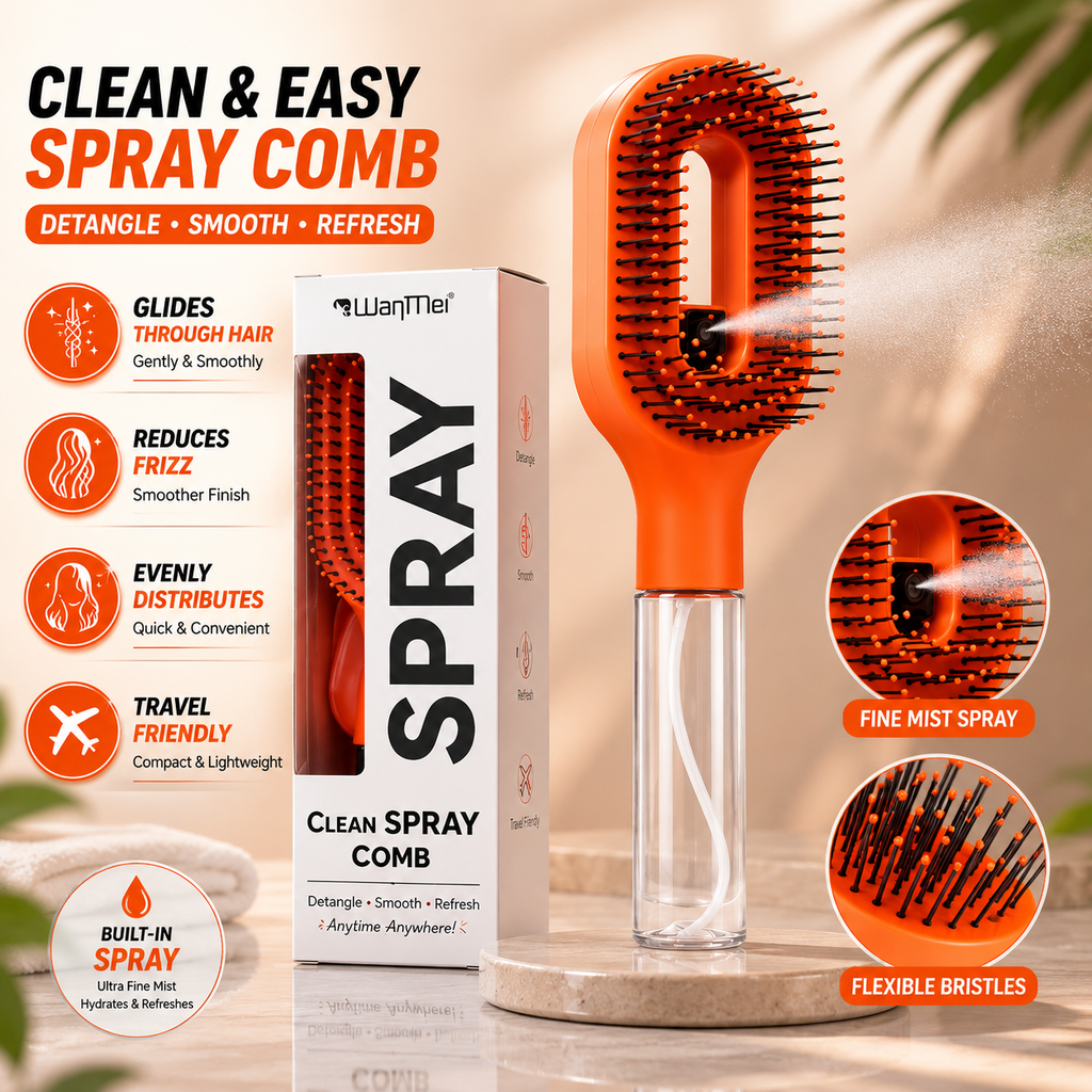 2-in-1 Detangling Brush with Anti-Frizz Hair Spray