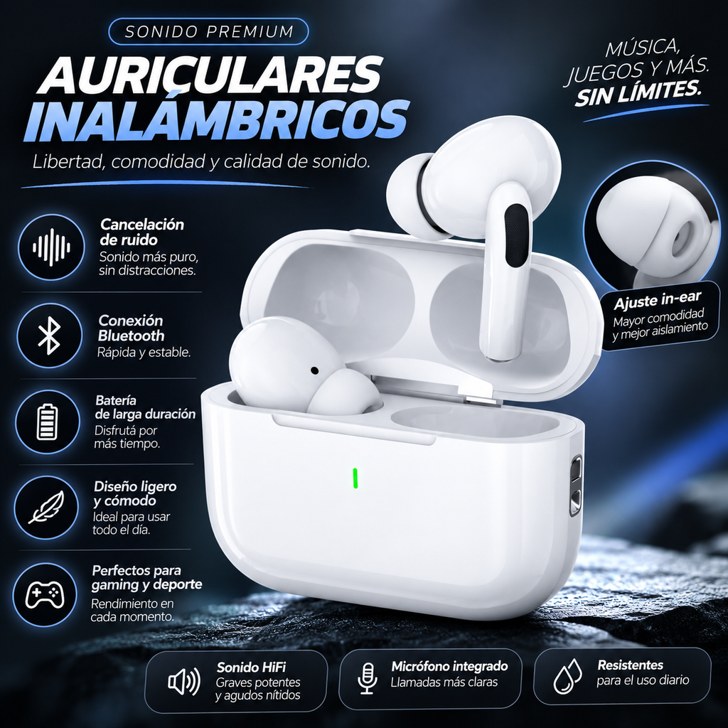 In-Ear Bluetooth Headphones with Noise Cancellation for Gaming and Mobile
