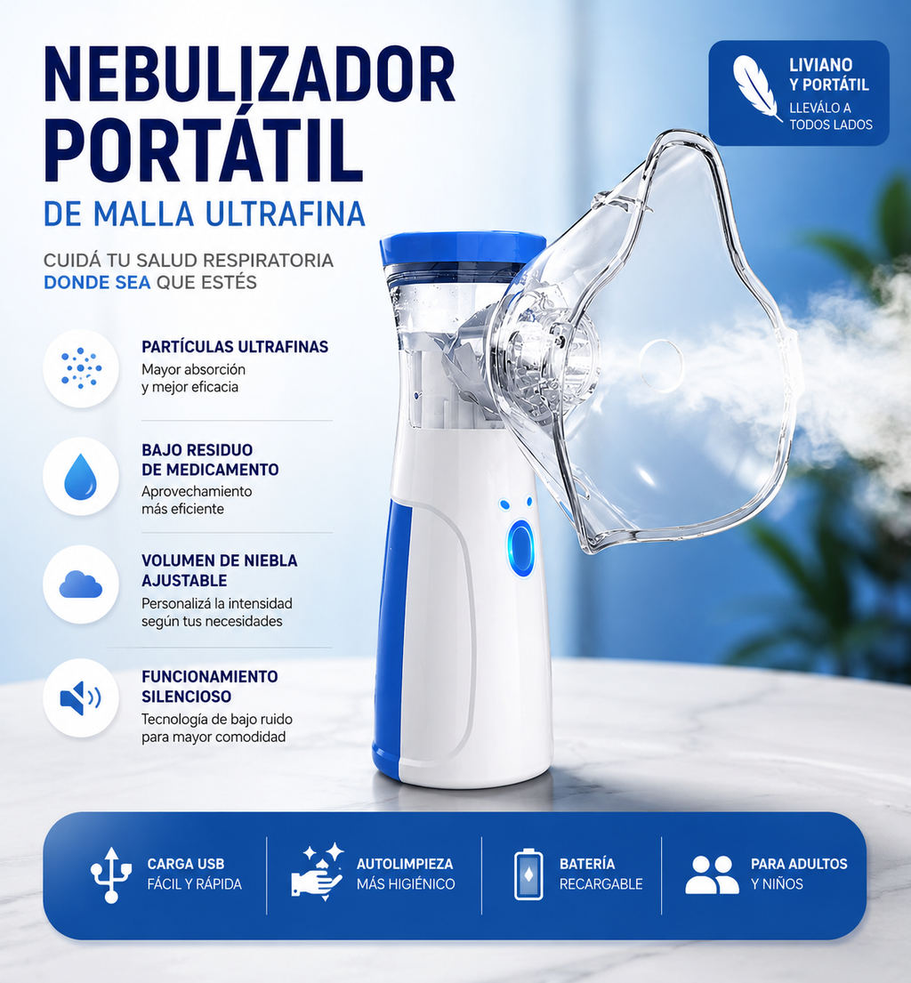 Portable USB Mesh Nebulizer for Adults and Children | Silent and Rechargeable