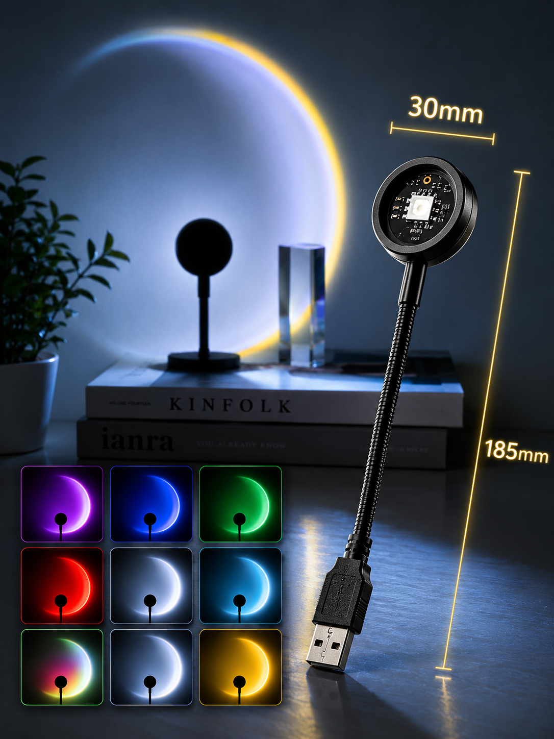 Sunset Projector Lamp LED USB | RGB Ambient Light for Decoration