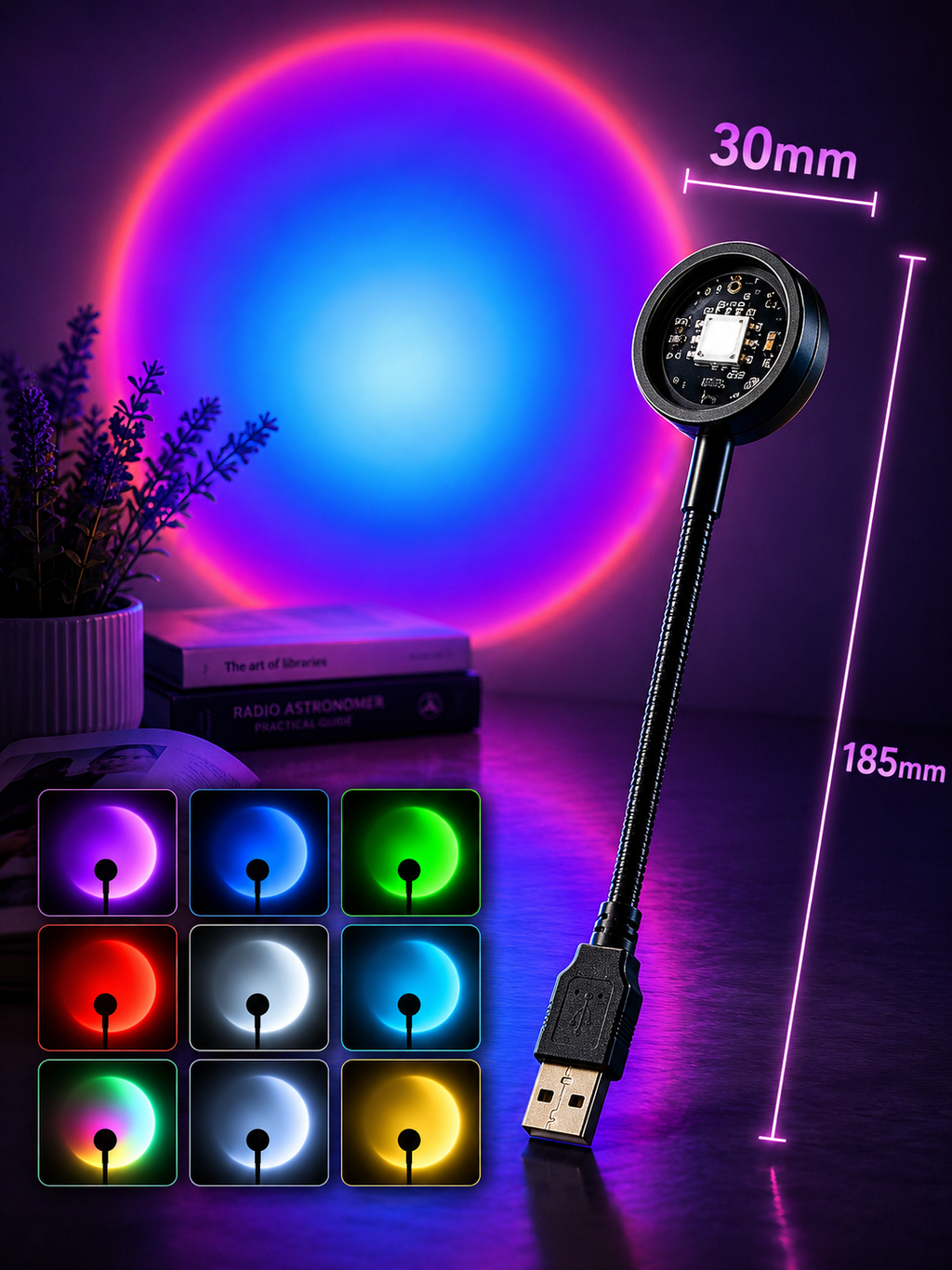 Sunset Projector Lamp LED USB | RGB Ambient Light for Decoration