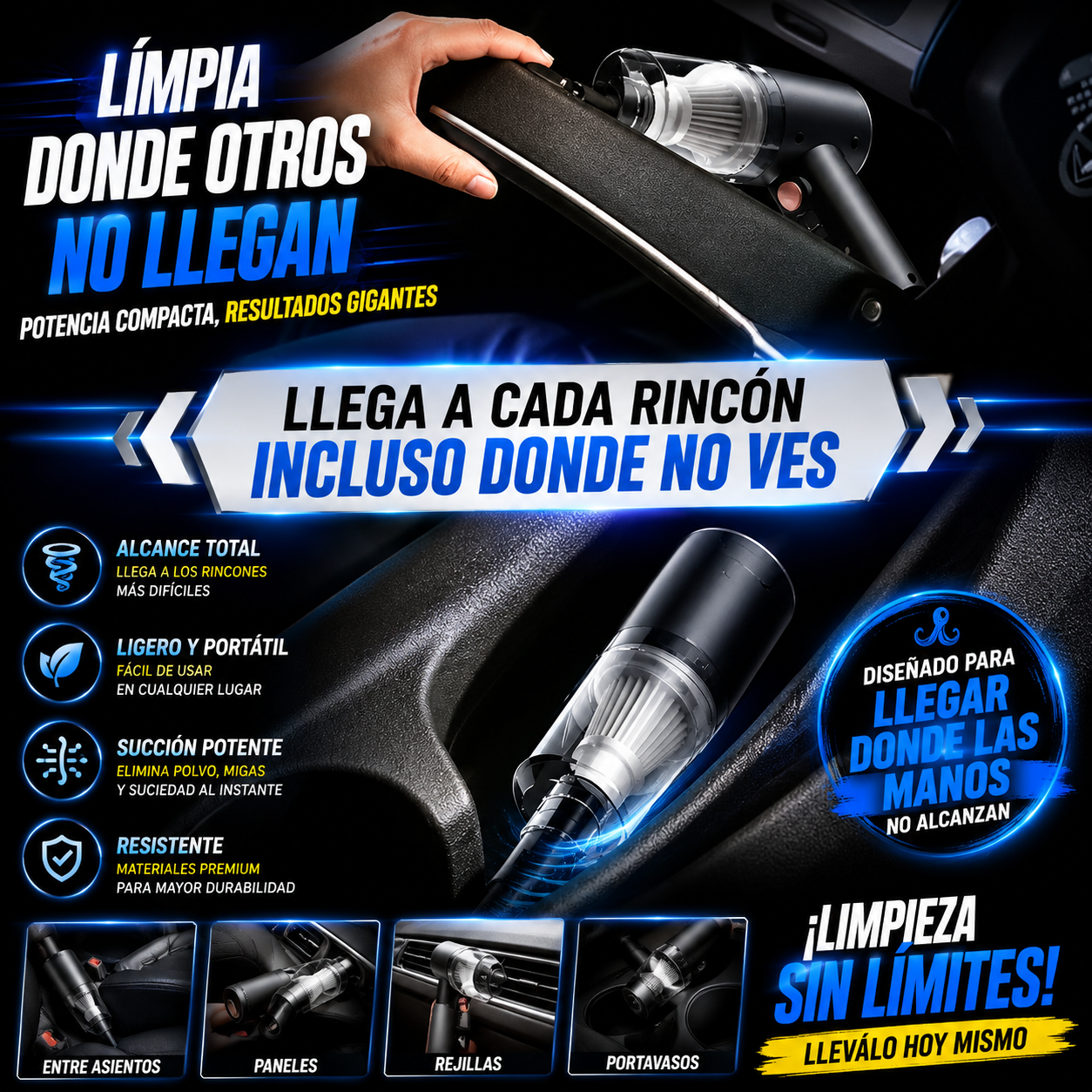 120W Rechargeable Cordless Handheld Vacuum Cleaner for Car and Home