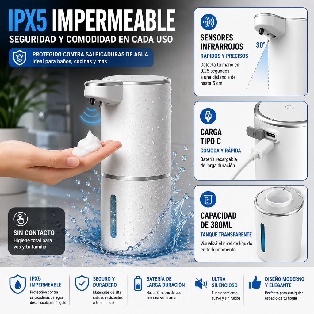 Automatic Soap Dispenser with USB Rechargeable Sensor