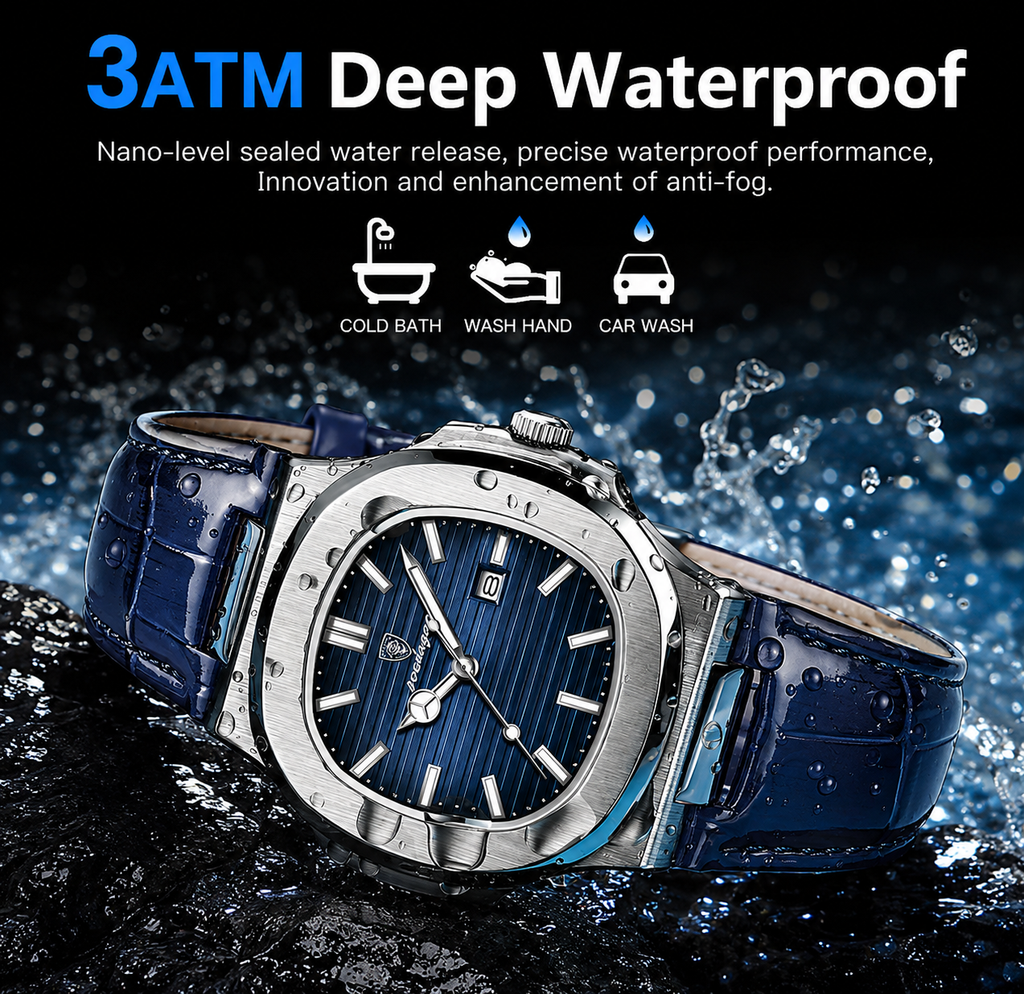 Men's POEDAGAR 613 Leather Watch, Elegant and Water-Resistant