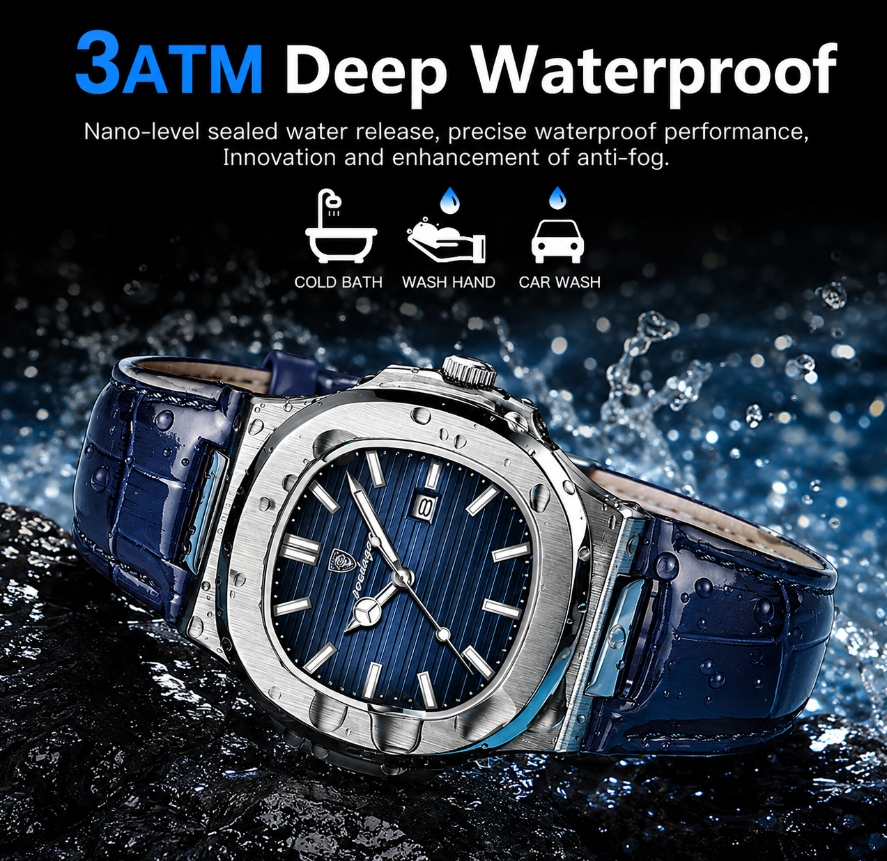 Men's POEDAGAR 613 Leather Watch, Elegant and Water-Resistant