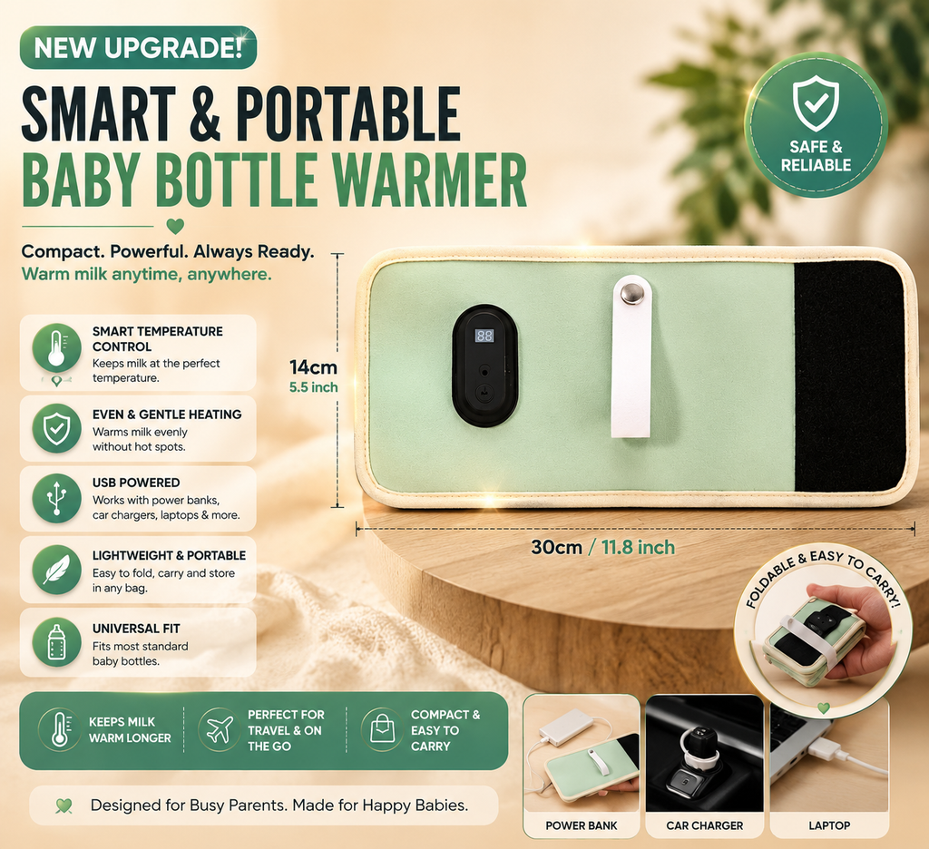 Portable USB Baby Bottle Warmer – Fast Milk Heater for Travel, Car & Stroller