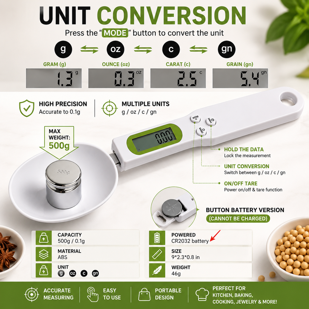 Digital Measuring Spoon Scale – High Precision LCD Kitchen Scale (0.1g–500g)