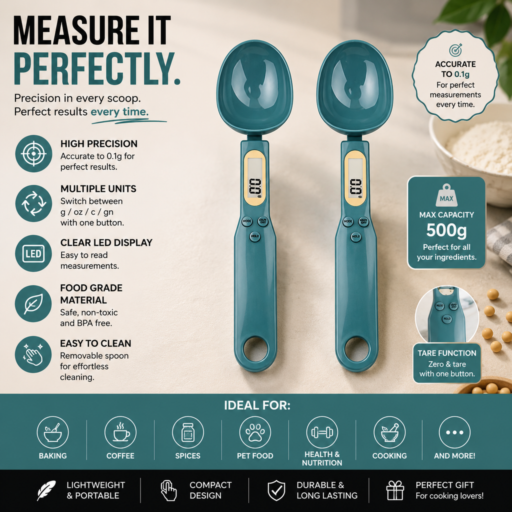 Digital Measuring Spoon Scale – High Precision LCD Kitchen Scale (0.1g–500g)