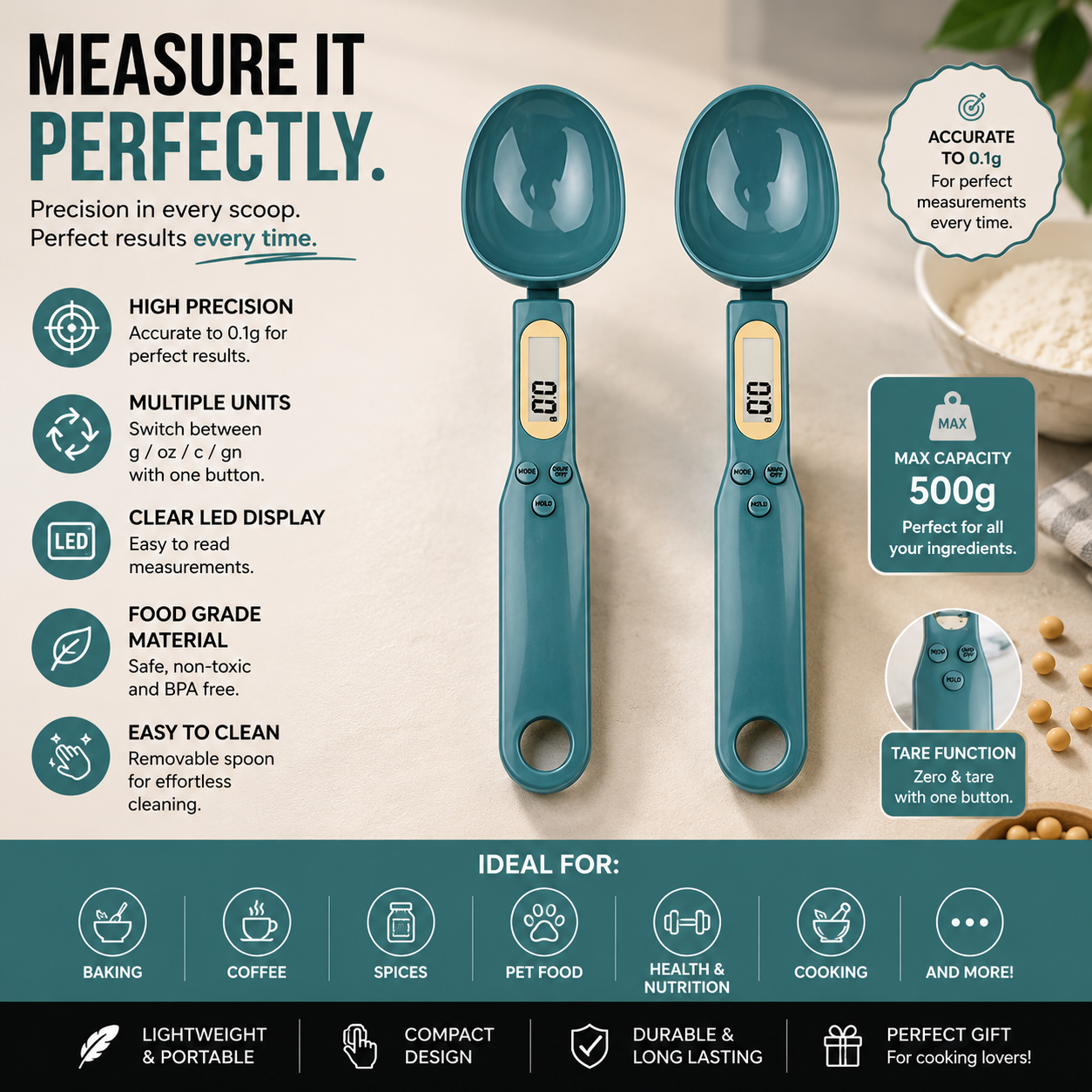 Digital Measuring Spoon Scale – High Precision LCD Kitchen Scale (0.1g–500g)