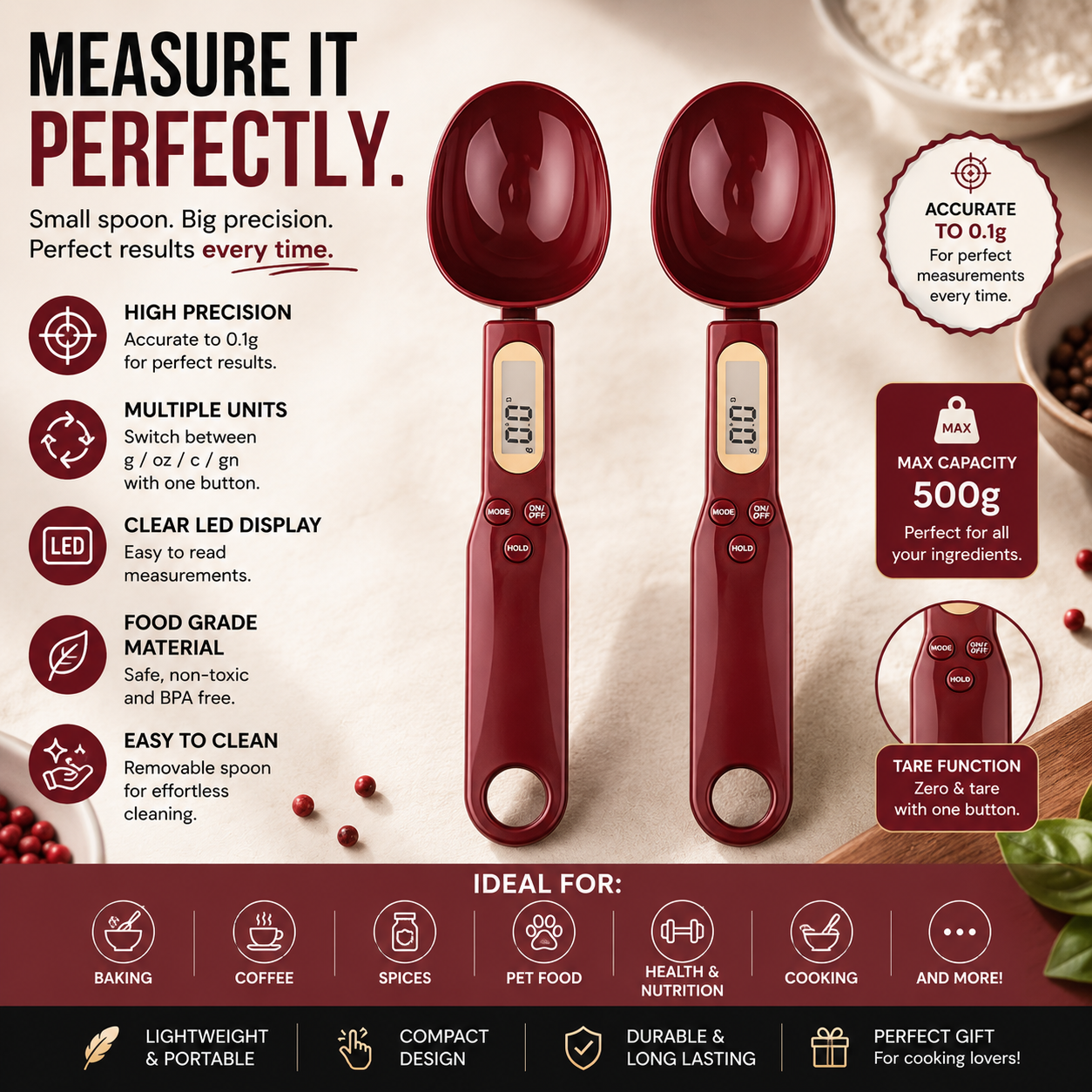 Digital Measuring Spoon Scale – High Precision LCD Kitchen Scale (0.1g–500g)