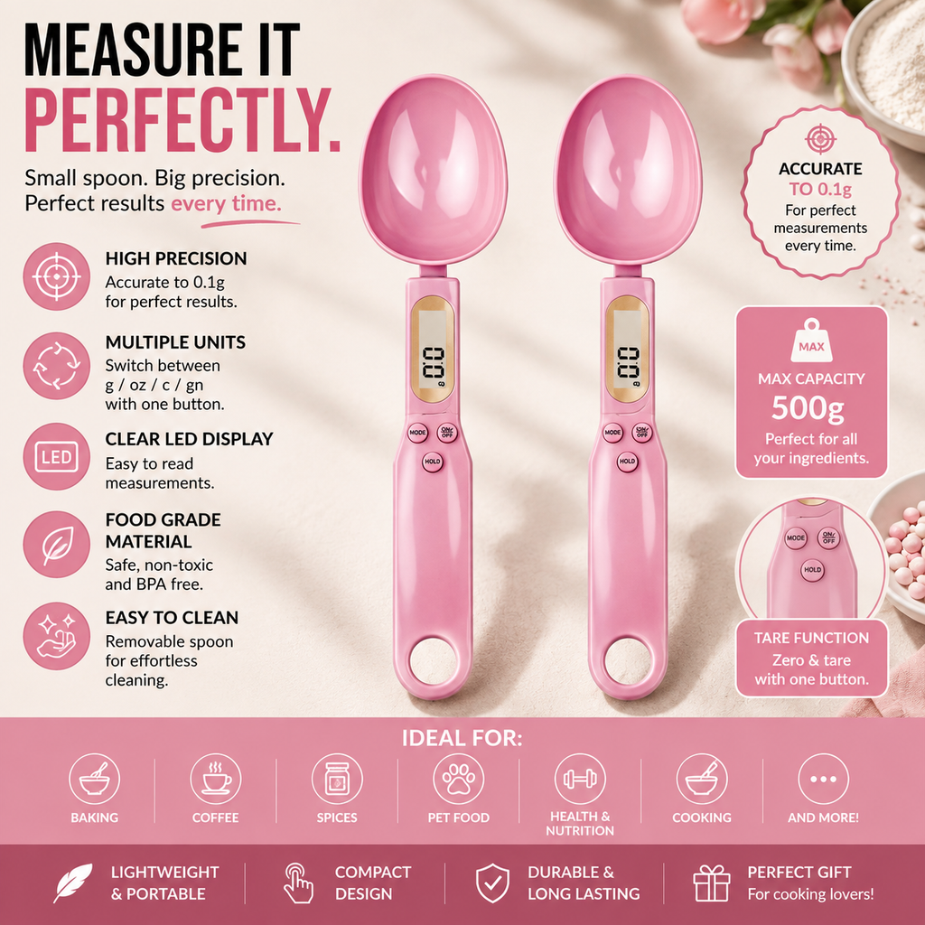 Digital Measuring Spoon Scale – High Precision LCD Kitchen Scale (0.1g–500g)