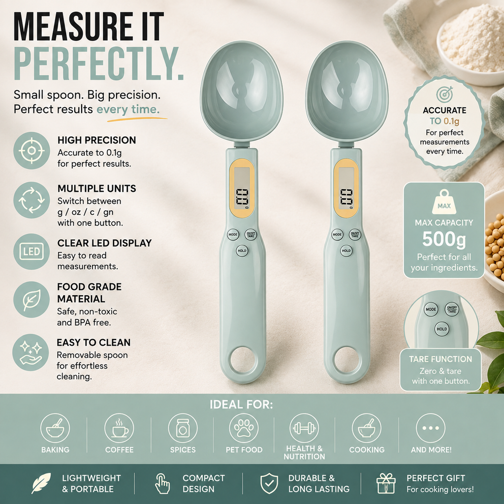 Digital Measuring Spoon Scale – High Precision LCD Kitchen Scale (0.1g–500g)