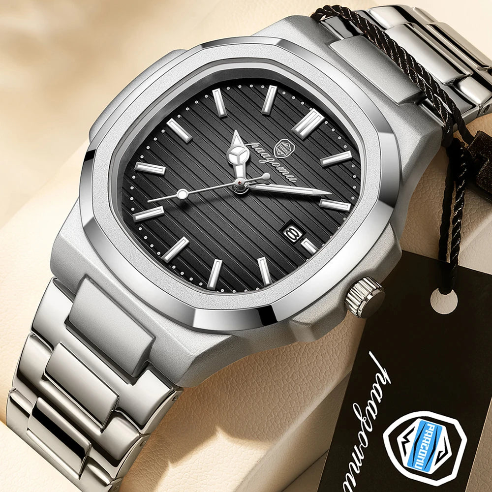 PAAZOMU Men's Stainless Steel Waterproof Chronograph Watch