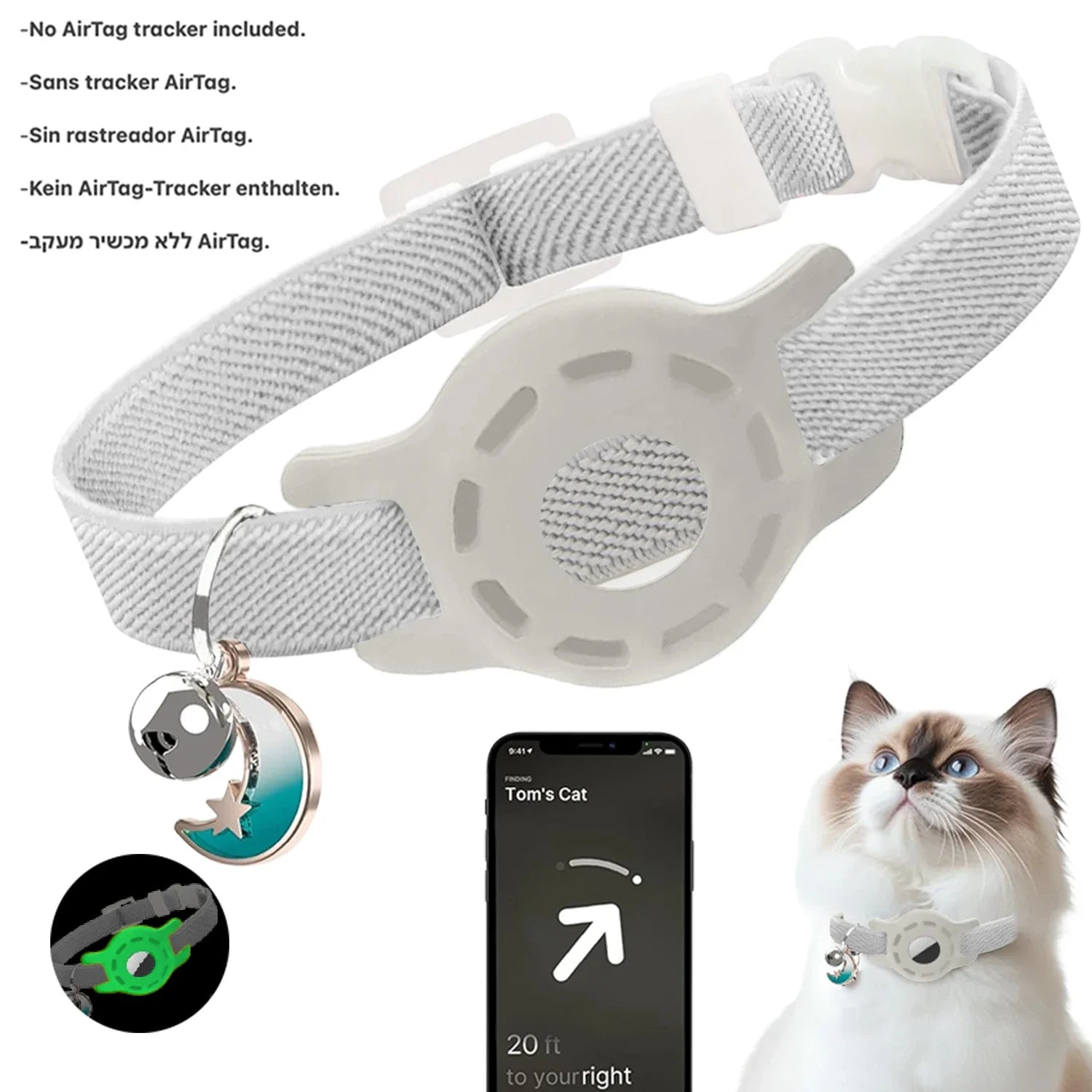 Collar for Dogs and Cats Compatible with AirTag | Adjustable with GPS Holder