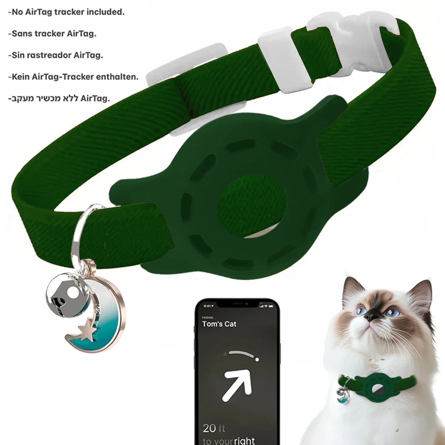 Collar for Dogs and Cats Compatible with AirTag | Adjustable with GPS Holder