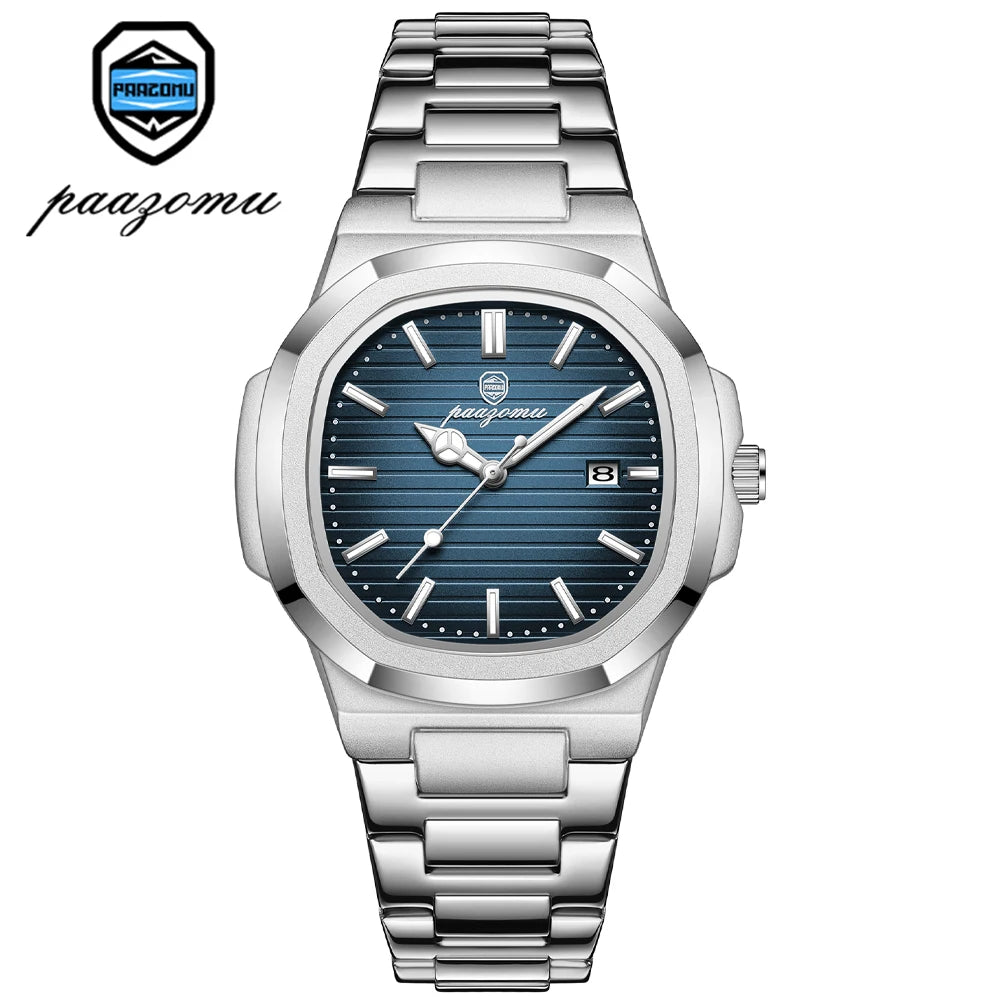 PAAZOMU Men's Stainless Steel Waterproof Chronograph Watch