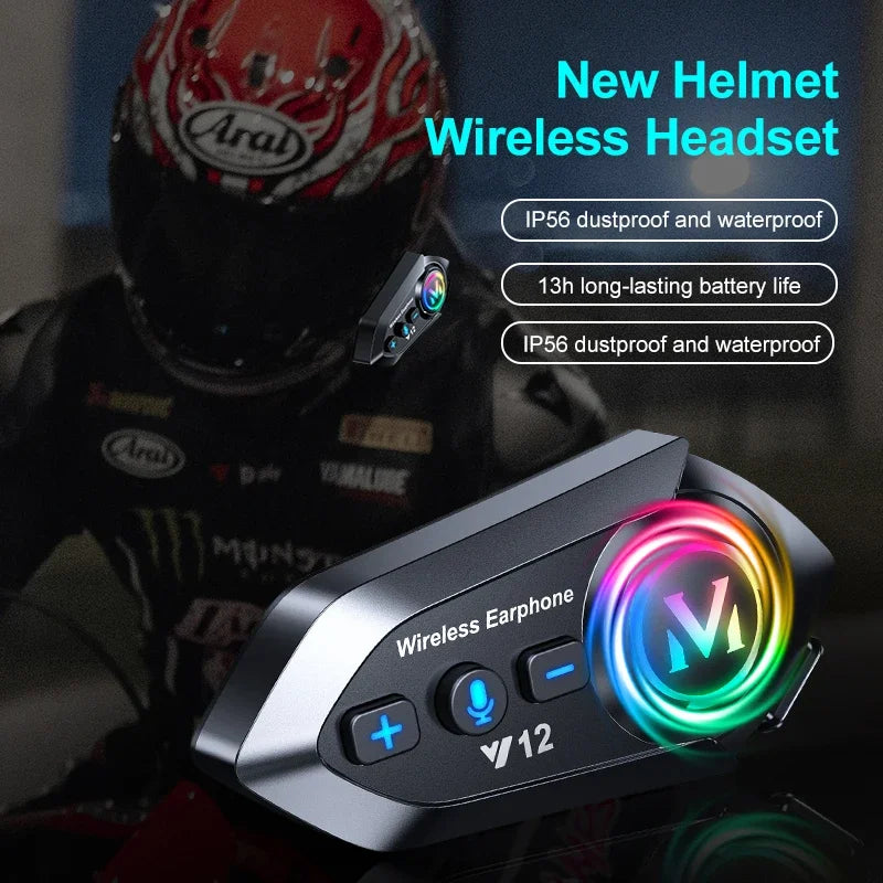 Bluetooth Headset for Motorcycle Helmet V5.4 with Noise Reduction