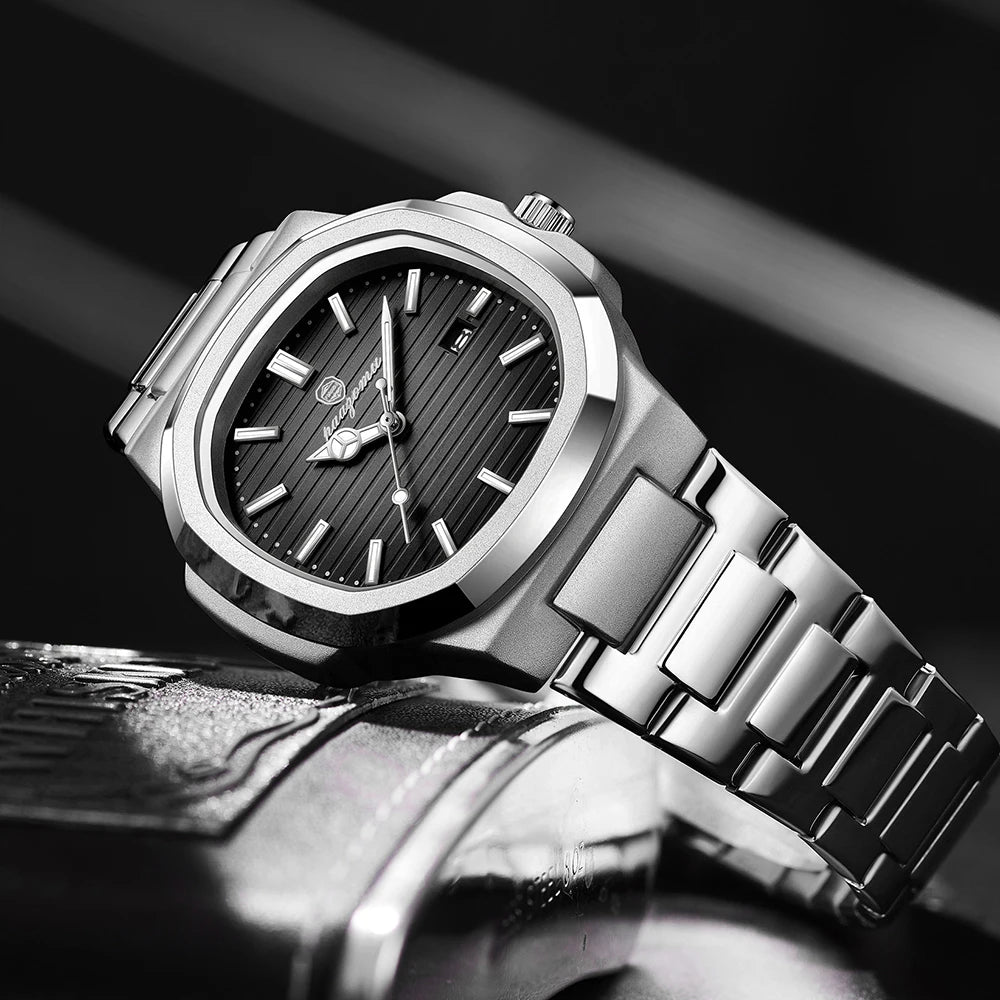PAAZOMU Men's Stainless Steel Waterproof Chronograph Watch