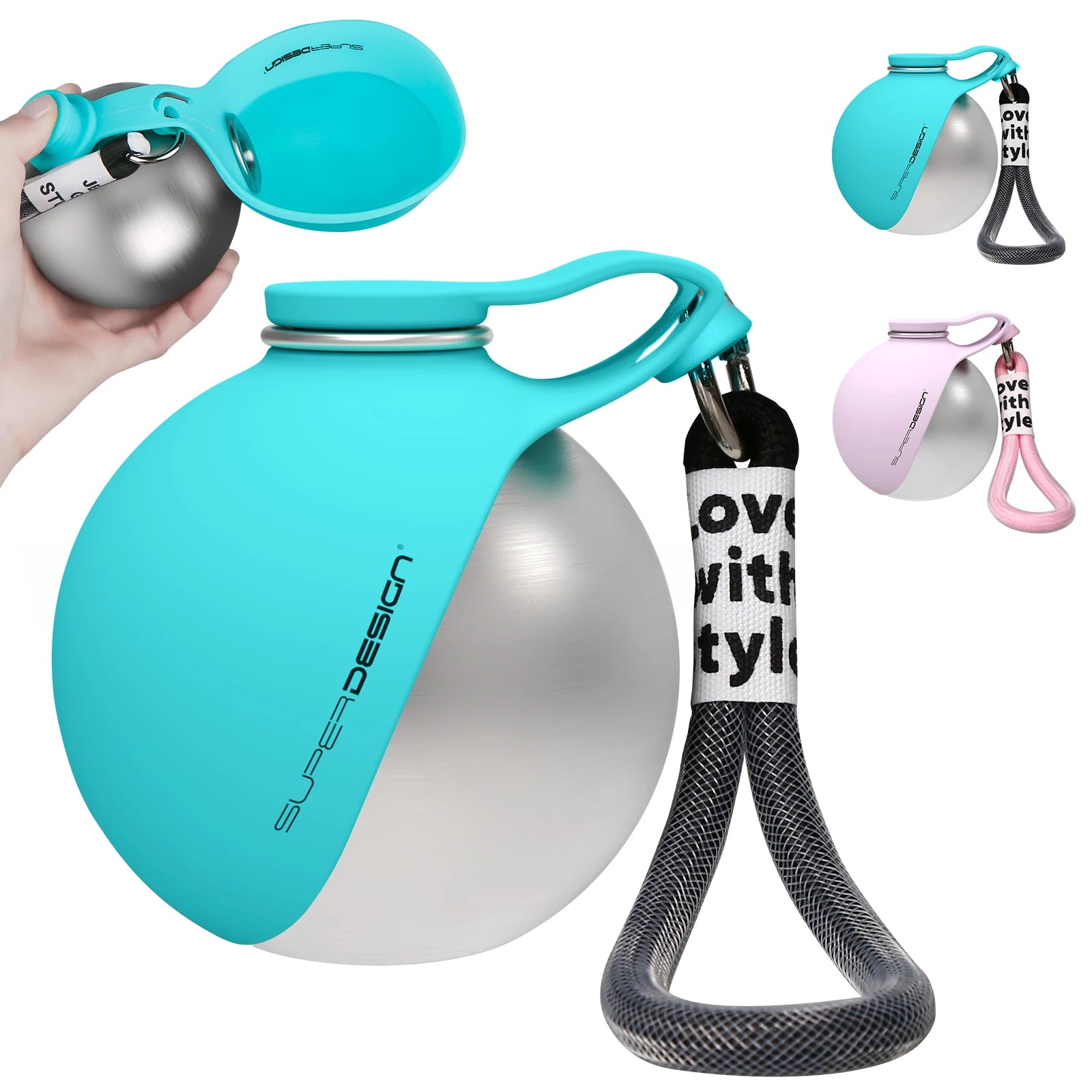 2-in-1 Spill-Proof Stainless Steel Portable Dog Water Bottle