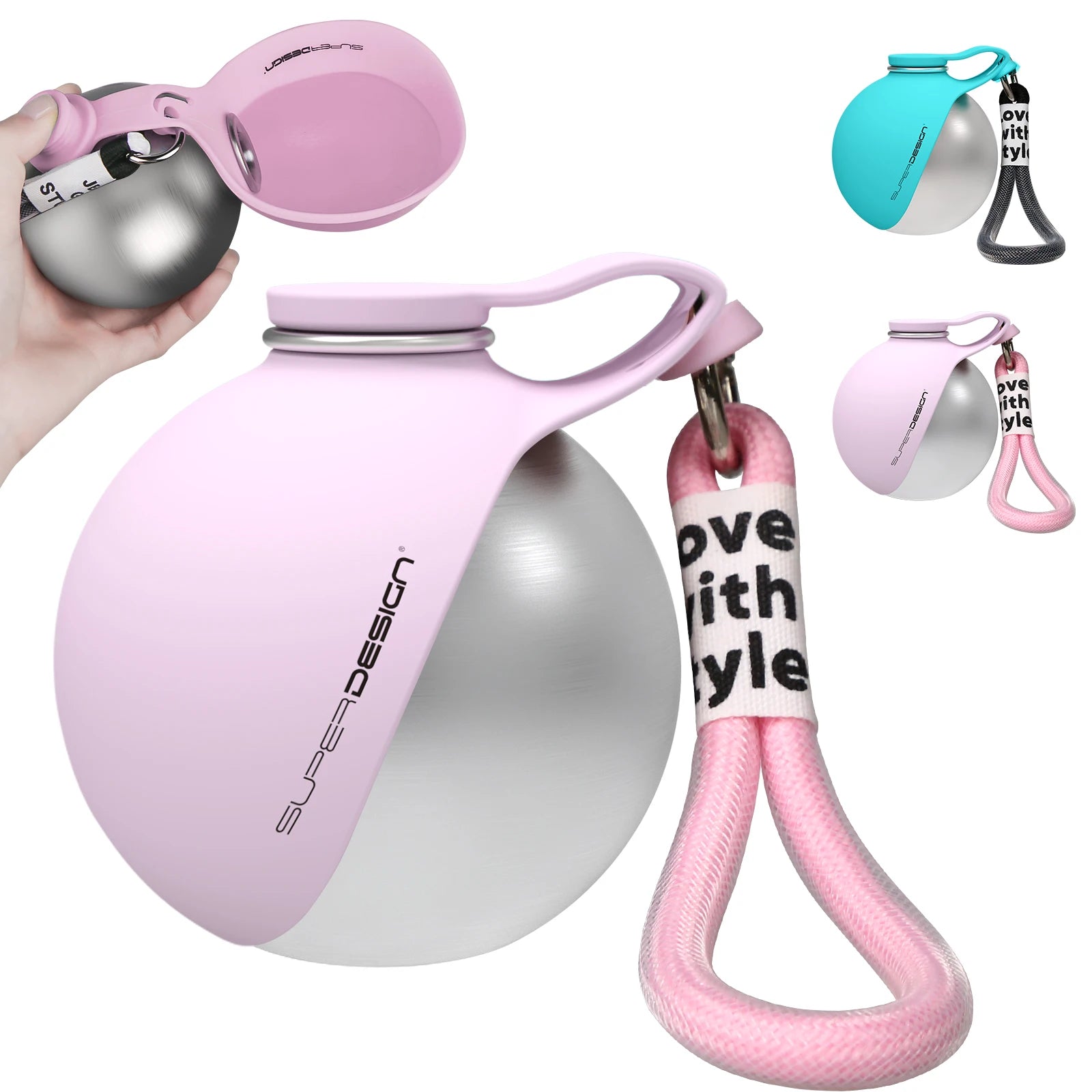 2-in-1 Spill-Proof Stainless Steel Portable Dog Water Bottle