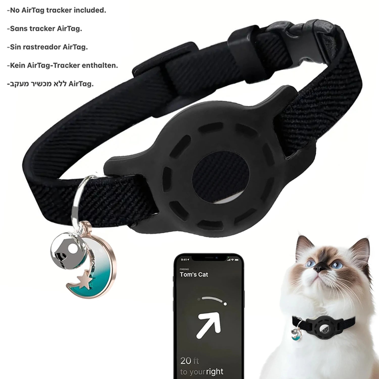 Collar for Dogs and Cats Compatible with AirTag | Adjustable with GPS Holder