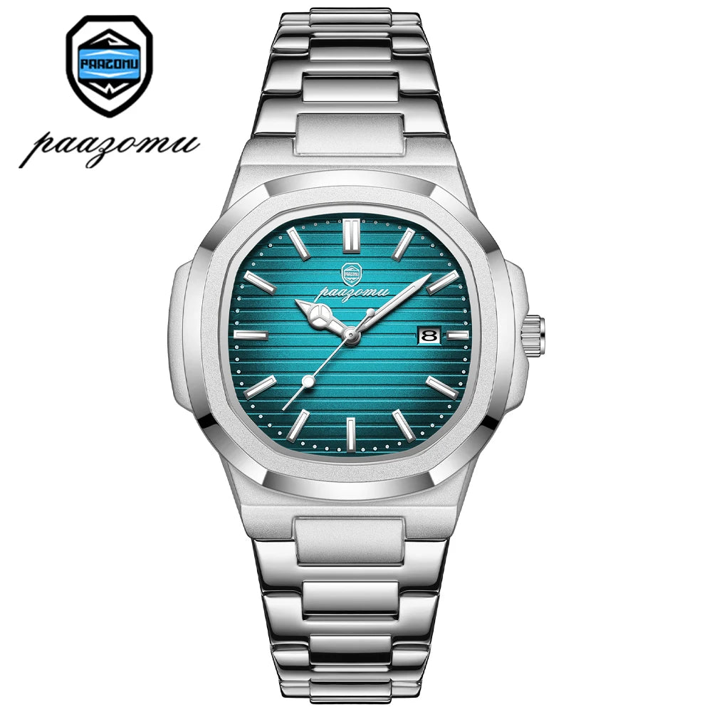 PAAZOMU Men's Stainless Steel Waterproof Chronograph Watch