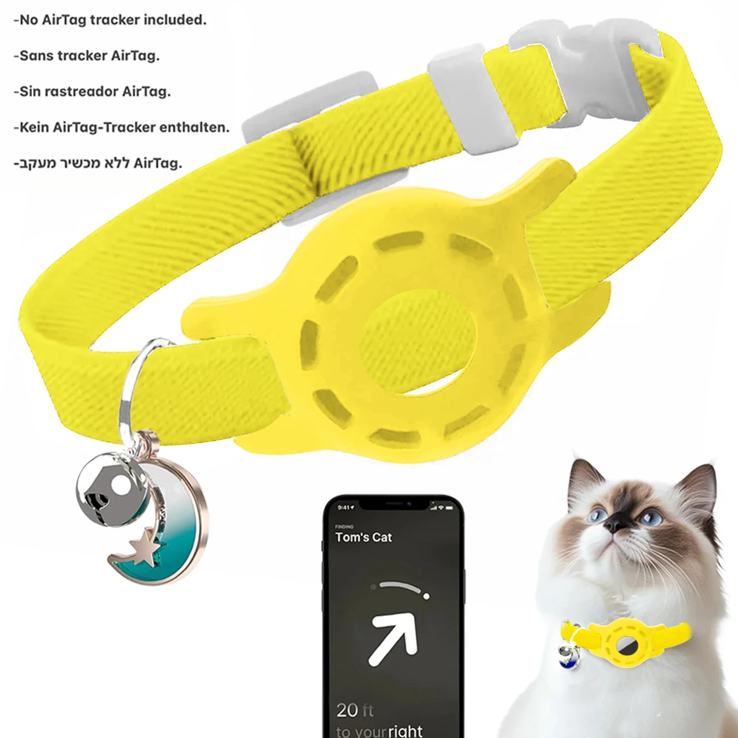 Collar for Dogs and Cats Compatible with AirTag | Adjustable with GPS Holder