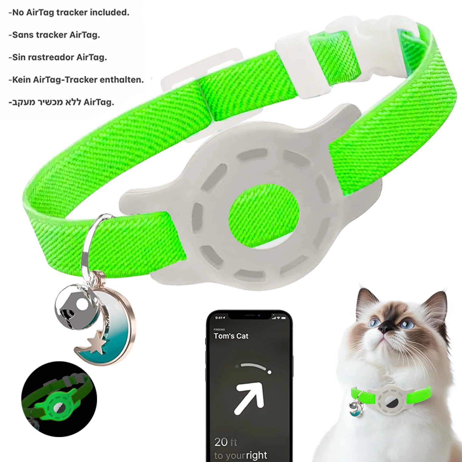 Collar for Dogs and Cats Compatible with AirTag | Adjustable with GPS Holder