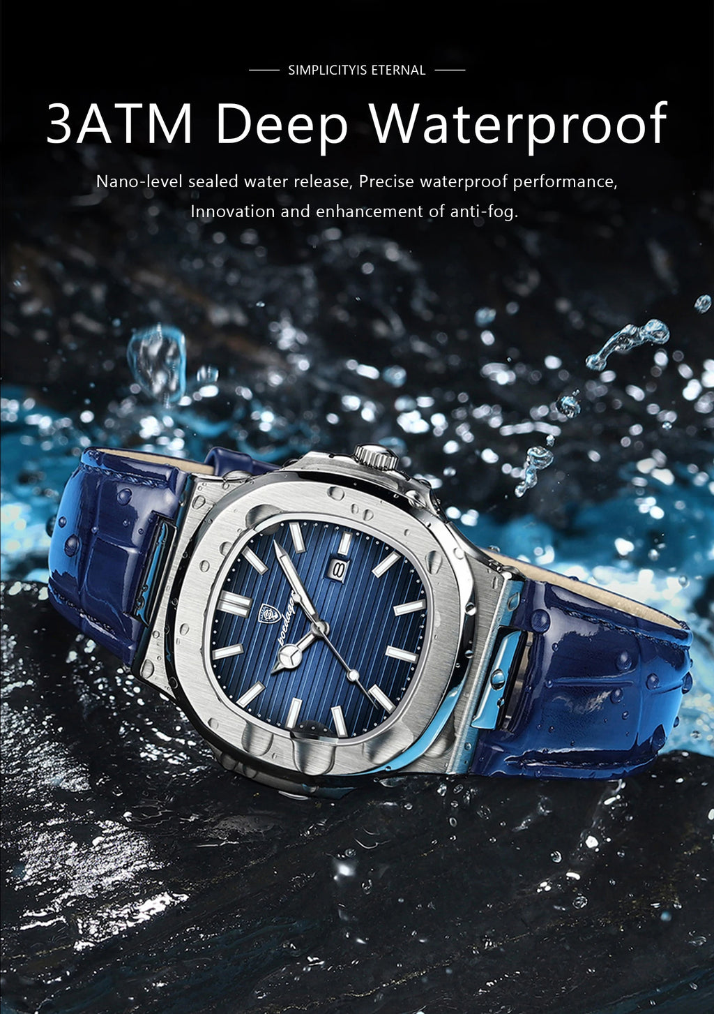 Men's POEDAGAR 613 Leather Watch, Elegant and Water-Resistant