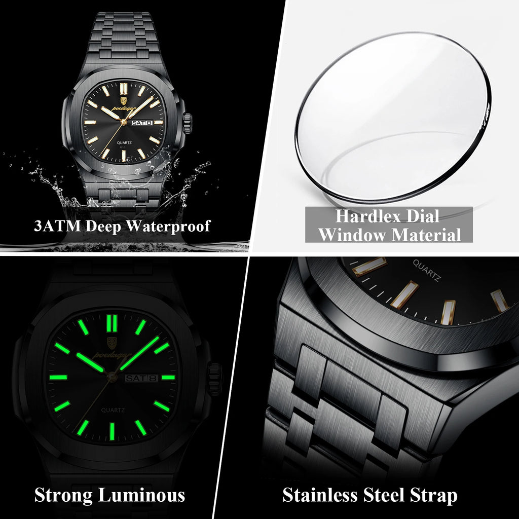 Men's Watch POEDAGAR 853 Stainless Steel Water Resistant