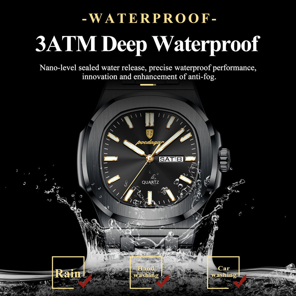 Men's Watch POEDAGAR 853 Stainless Steel Water Resistant