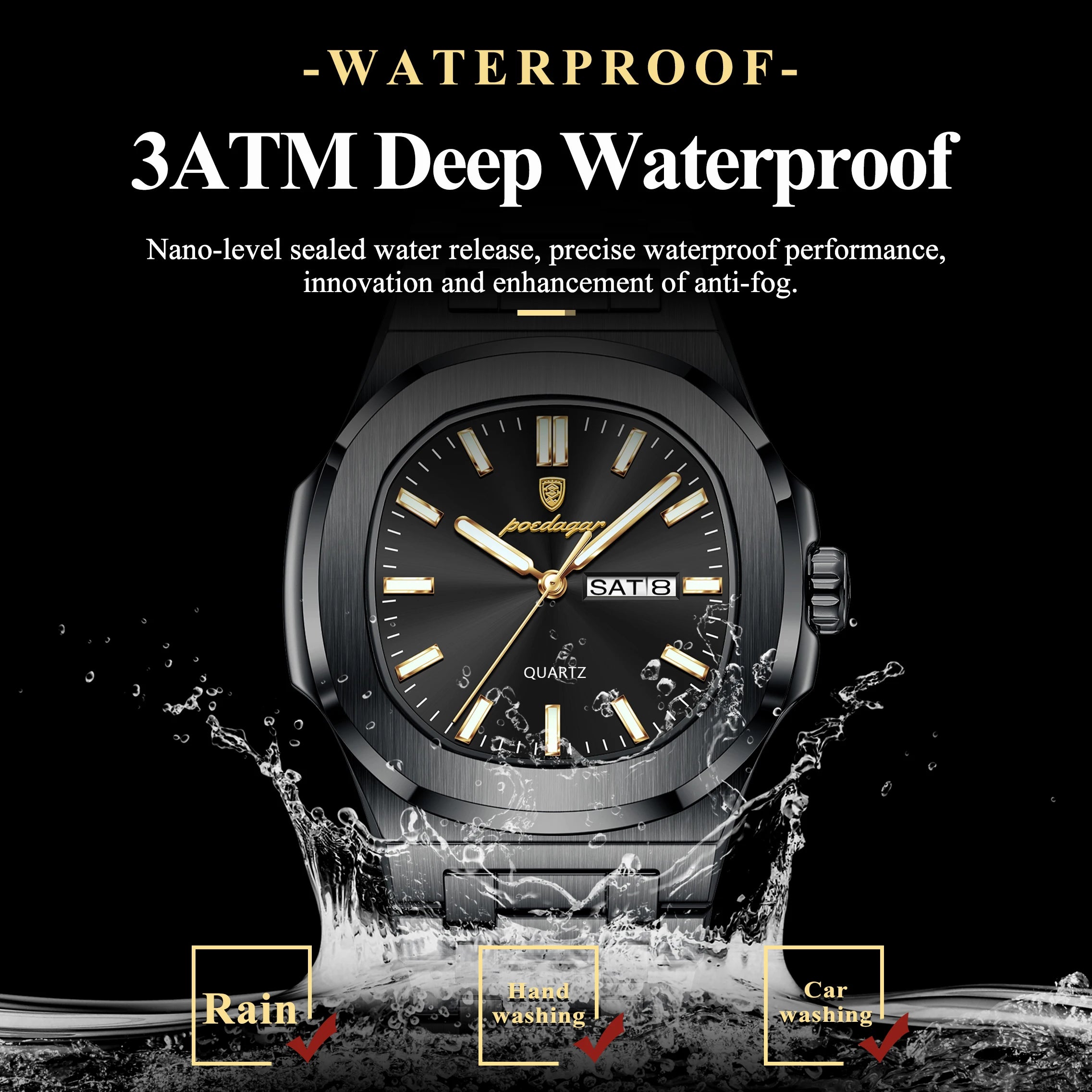 Men's Watch POEDAGAR 853 Stainless Steel Water Resistant