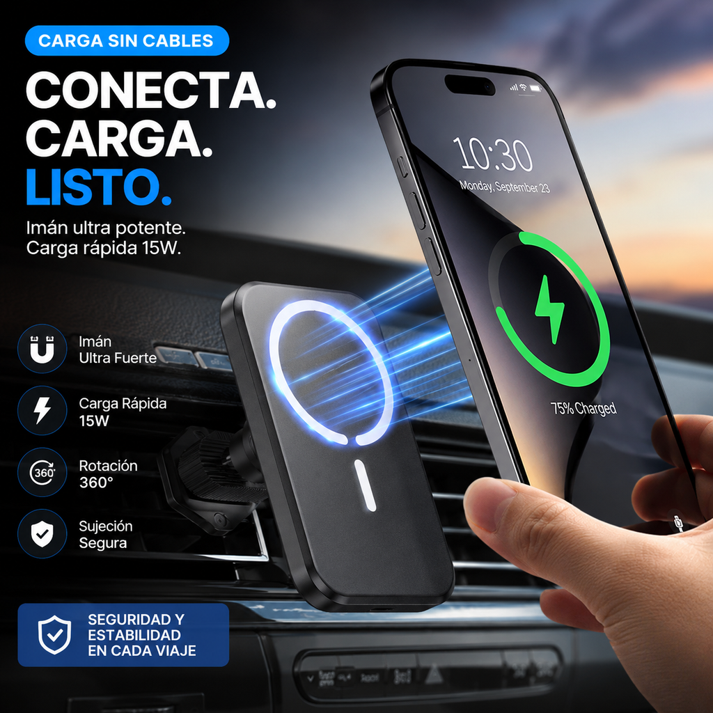 15W Magnetic Wireless Car Charger Compatible with MagSafe